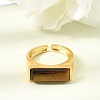 Brass with Natural Tiger Eye Cuff Open Rings for Women GG-CBA0B5A-04G-03-2