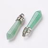 Natural Green Aventurine Pointed Pendants G-P309-08-2