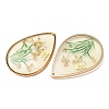 Brass & Transparent Epoxy Resin & Dried Flower Pendants RESI-G133-02G-04-2