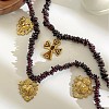 316 Surgical Stainless Steel Enamel Cross Sacred Heart Pendant Natural Garnet Chip Beaded Double Layer Necklaces for Women WG114DF-01-4