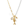 Brass Resin Pendant Clear Glass Beaded Paperclip Chain Necklaces FS-WG0AB01-05-1