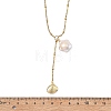 Summer Natural Baroque Keshi Pearl & 304 Stainless Steel Sea Animal Pendant Satellite Chain Y Lariat Necklaces NJEW-JN06049-03-4