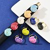 Brass Enamel Adjustable Cuff Rings for Women RJEW-G357-01M-1