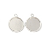 Flat Round Brass Pendant Cabochon Settings X-KK-K414-14E-S-1