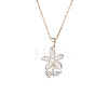 Brass Pave Clear Cubic Zirconia and Enamel Flower Pendant 304 Stainless Steel Cable Chain Necklaces for Women WG269F9-03-2