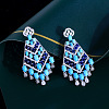 Bohemian Brass Cubic Zirconia Arrow Dangle Stud Earrings FS-WGCE238-01-3