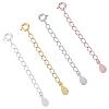 4 Pieces Extension Chain with Spring Clasp Sterling Silver Extender Chains Necklace Bracelet Anklet Removable Chain Extenders Charms for DIY Jewelry Making Accessories JX625A-1