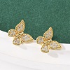 Brass Micro Pave Clear Cubic Zirconia Stud Earrings EJEW-F400-02B-G-1