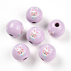 Easter Theme Printed Wood Beads WOOD-T032-22R-1