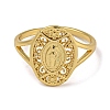 Oval with Virgin Mary Brass Open Cuff Rings for Women RJEW-Z050-08G-2