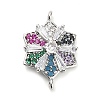 Brass Colorful Cubic Zirconia Connector Snowflake Connector Charms KK-L229-079P-01-1