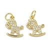 Brass Micro Pave Clear Cubic Zirconia Pendants KK-A294-01A-G-1