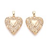 Brass Micro Pave Cubic Zirconia Pendants KK-T073-40G-1