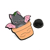 Potted Plant Black Alloy Brooches JEWB-I030-01A-3