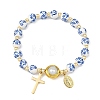 201 Stainless Steel & Brass Charm Bracelets BJEW-JB13966-3