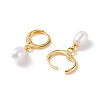 Natural Pearl Beads Drop Huggie Hoop Earrings for Women EJEW-JE04757-03-4