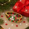 3Pcs Saint Patrick's Day Brass & Resin & Imitation Pearl Round Beads Stretch Bracelets for Women Men DU8017-2