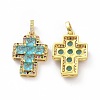 Brass Micro Pave Clear Cubic Zirconia Pendants ZIRC-F135-24G-04A-1