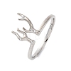 Antler Shape 925 Sterling Silver Micro Pave Cubic Zirconia Cuff Rings for Women RJEW-U046-01PG-2