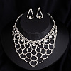 Alloy Crystal Rhinestone Chain Necklaces & Stud Dangle Earrings Sets FS-WG4CE3B-09-1