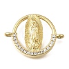 Religion Brass Micro Pave Clear Cubic Zirconia Connector Charms KK-G602-07G-12-1