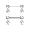 304 Stainless Steel Pave Cubic Zirconia Nipple Rings WGDEAF5-02-1