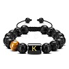 Natural Tiger Eye & Lava Rock Round Beads Adjustable  Bracelets TV6214-11-1