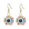 Plastic Evil Eye & Synthetic Hematite Braided Dangle Earrings EJEW-JE05104-4