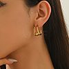 Square with Round Stainless Steel Stud Earrings CE7913-3