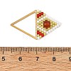 Natural Agate(Dyed & Heated) Faceted Round & Glass Seed Beaded Pendants PALLOY-MZ01405-02-3