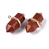 Natural Red Jasper Double Terminal Pointed Pendants G-N345-09C-2