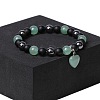 Natual Black Obsidian & Synthetic Non-magnetic Hematite & Natural Green Aventurine Beads Charm Bracelets AC2290-5-1