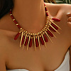 Exaggerated Resin Teardrop & Alloy Cone Bib Necklaces with CCB Plastic Beads for Women WG818CC-01-1