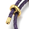 Brass Column Bar Link Bracelet with Leather Cords BJEW-G675-05G-13-3