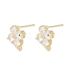 Brass Micro Pave Cubic Zirconia Stud Earring Findings KK-Z094-07G-3