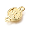 Brass Disc with Initial Links Connector Charms KK-E802-36G-A-2