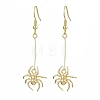 Halloween Spider Brass Dangle Earrings EJEW-JE05859-1
