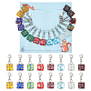 16Pcs Square Handmade Millefiori Glass Pendant Locking Stitch Markers HJEW-AB00654-1