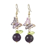 304 Stainless Steel & Natural Lapis Lazuli/Green Aventurine/Rose Quartz/Amethyst Dangle Earrings EJEW-JE07495-4
