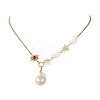 Natural Baroque Keshi Pearl Nuggets Pendant 304 Stainless Steel Cable Chain Necklaces for Women NJEW-JN06697-2