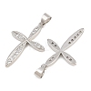 Brass Micro Pave Clear Cubic Zirconia Pendants CU-CBADC6C-01P-2