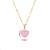 Druzy Glass Heart Pendant 304 Stainless Steel Dapped Chain Necklaces for Women WGB914E-04-1