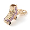 Golden Zinc Alloy with Rhinestone Ice Skates Keychain DIY-B075-01G-02-2