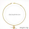 304 Stainless Steel with Cat Eye Oval Pendant Rope Chain Necklaces for Women FS-WG728AB-01-2