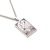 304 Stainless Steel Curb Chain Rectangle with Constellation Pendant Necklaces PW-WG0F5D0-25-1