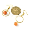 Natural Red Aventurine Pumpkin with Ring Dangle Earrings EJEW-JE05509-01-2