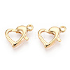 Brass Heart Lobster Claw Clasps X-KK-N254-16G-1