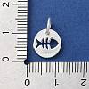 925 Sterling Silver Hollow Fish Charms with Jump Rings STER-E071-01S-08-3