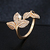 Brass Micro Pave Clear Cubic Zirconia Cuff Open Rings WG28CF9-01-1