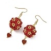 Glass & Dyed Natural Malaysia Jade & Red Jasper Dangle Earrings EJEW-MZ00814-01-4